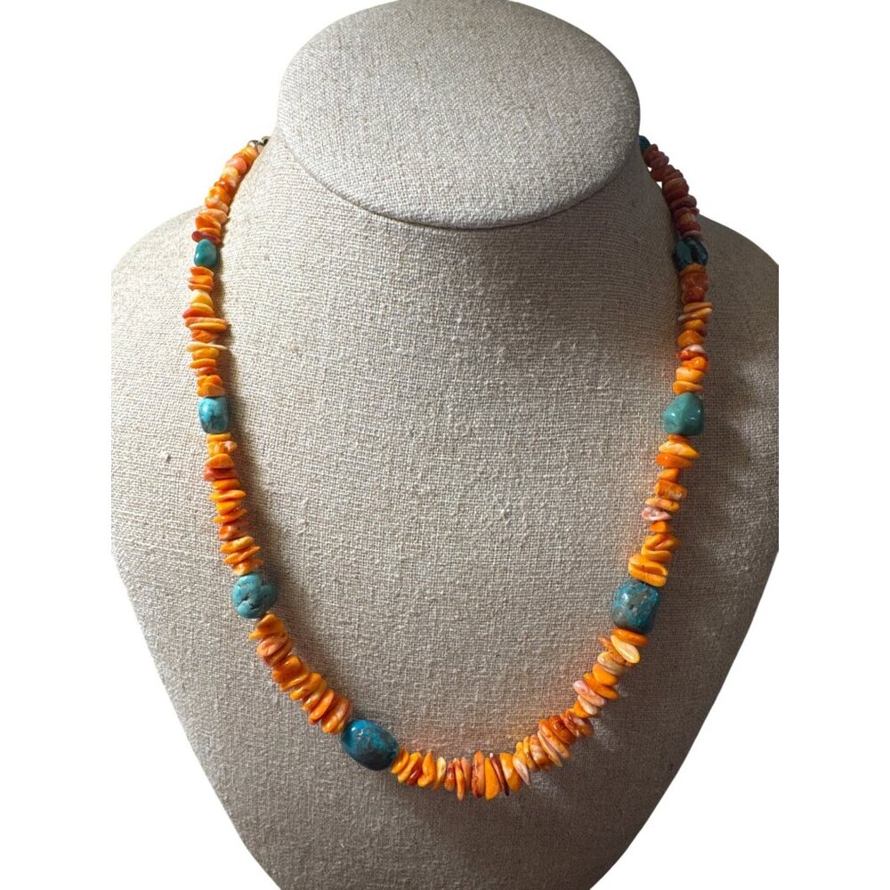 Jay King Sterling Silver Spiny Oyster Turquoise Nugget Necklace Southwestern
